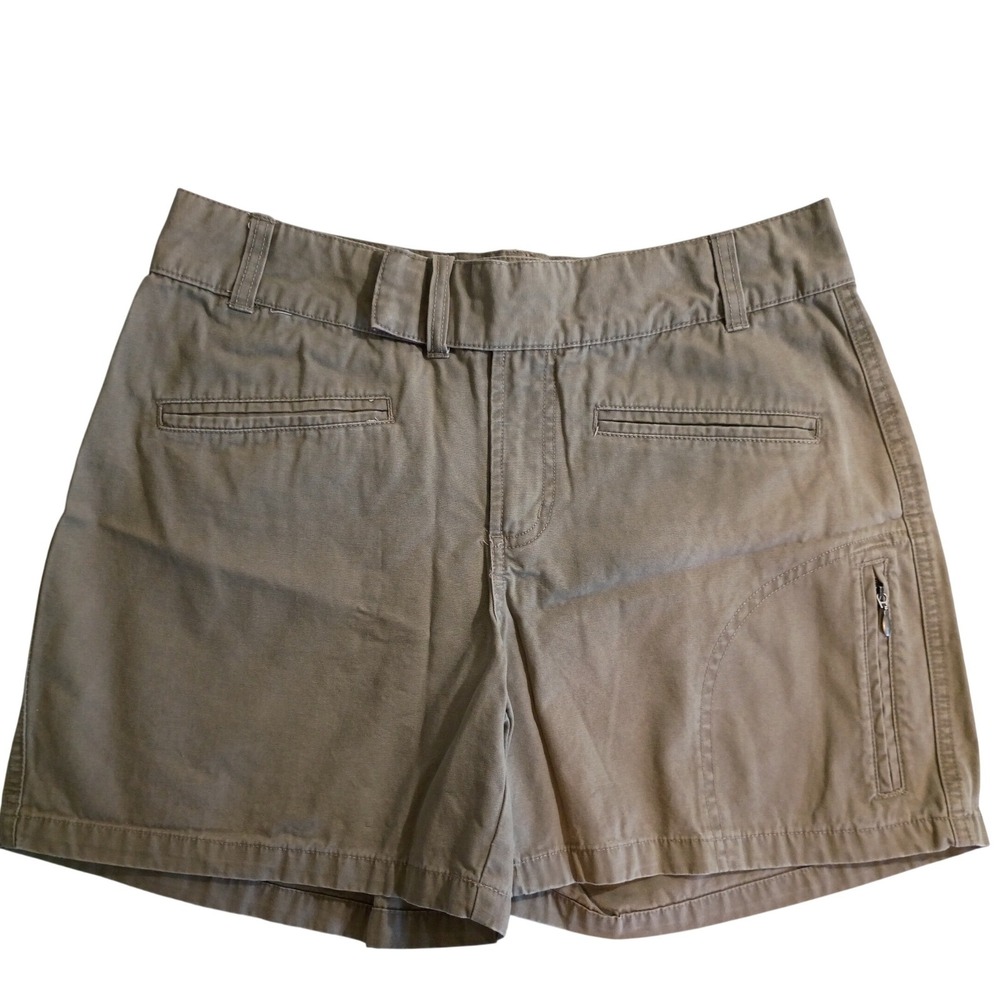 Columbia Womens Tan Khaki Cargo Hiking Shorts Multi Pocket Utility Size 12 4.5in